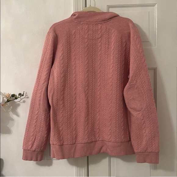 Orvis Jacquard Cable Knit Quarter Zip Pullover Sweater Pink - Picture 2 of 10